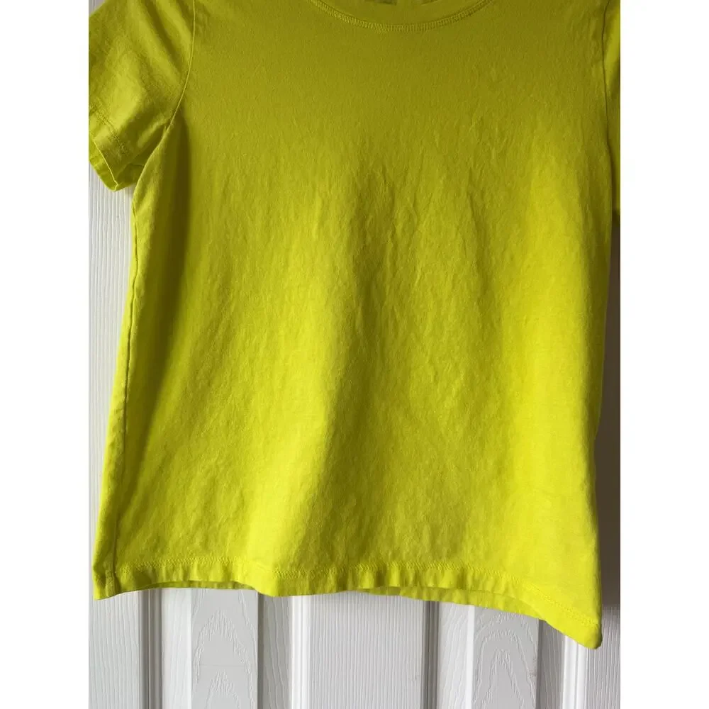 J.Crew Essential Tee Womens Small Neon Yellow Short Sleeve Crewneck 100% Cotton - Picture 5 of 10